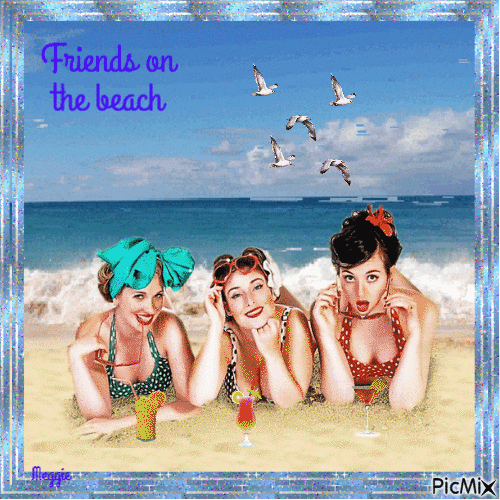 friends on the beach - GIF animé gratuit