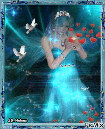 Angel in a blue dress - Animovaný GIF zadarmo
