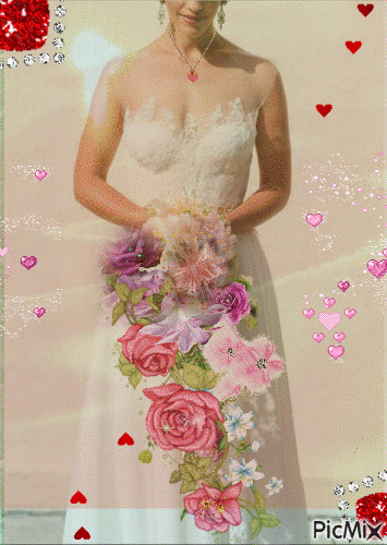 Bouquet cascade mariée - Gratis geanimeerde GIF
