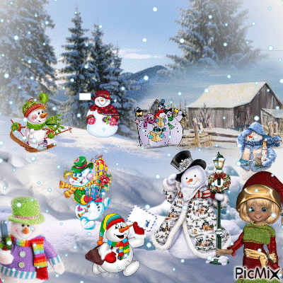 Los muñecos de nieve. - GIF animate gratis