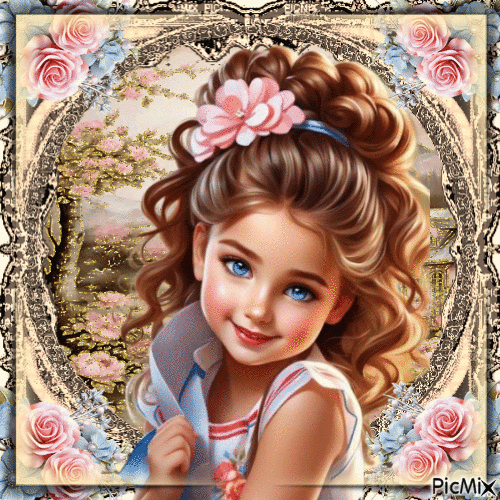 Конкурс:Portrait d'une petite fille aux yeux bleus - Безплатен анимиран GIF