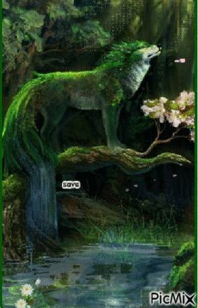 lobo verde - GIF animasi gratis