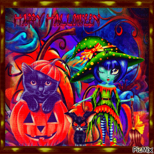 Happy Halloween coloré. - Gratis animerad GIF