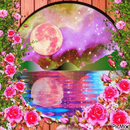 Good night sweetheart (pink full moon) - Δωρεάν κινούμενο GIF