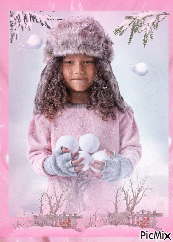 petite fille en hiver - 免费动画 GIF
