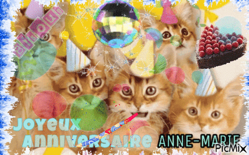 Joyeux ANNIVERSAIRE Anne-Marie - Darmowy animowany GIF