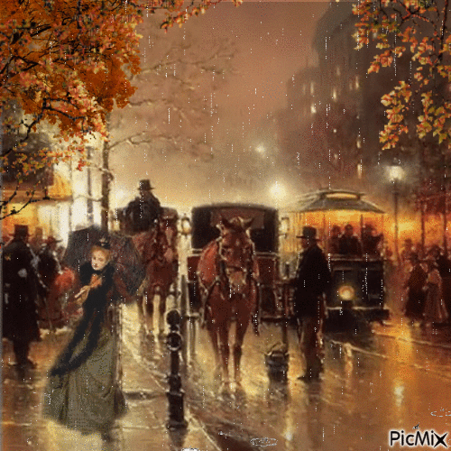 Herbst, Regen, Stadt - Animovaný GIF zadarmo