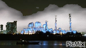 Mosque in a cloud - GIF animado grátis