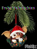 Gismo wünscht schöne Weihnachten - GIF animé gratuit