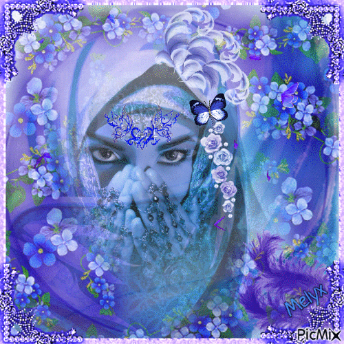 blue oriental woman - Δωρεάν κινούμενο GIF
