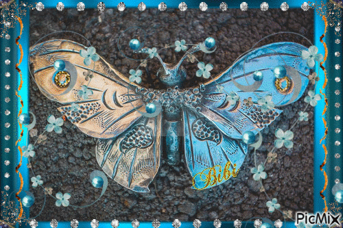 Papillon Bleu - Gratis animeret GIF