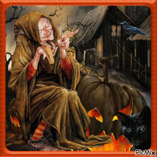 Sorcière effrayante d'Halloween. - Free animated GIF