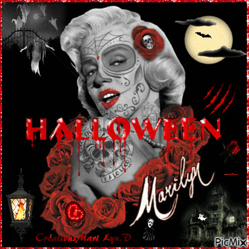 HALLOWEEN RED MARILYN - Бесплатный анимированный гифка