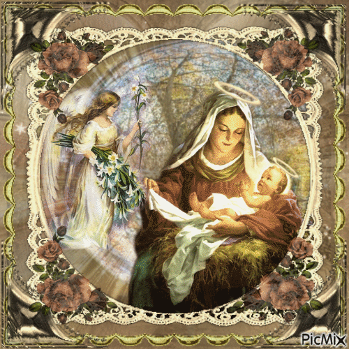 Vierge Marie & l'Enfant Jésus - La Nativité - GIF animé gratuit