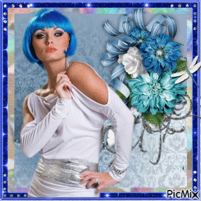 Portrait blue & white - GIF เคลื่อนไหวฟรี