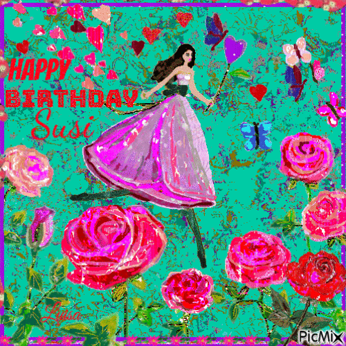 February 7 Happy Birthday Susi - Gratis geanimeerde GIF