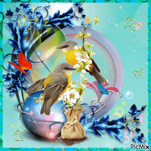 oiseau dans une bulle - Δωρεάν κινούμενο GIF