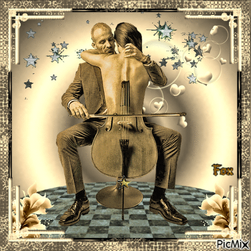 Couple en violoncelle - Nemokamas animacinis gif