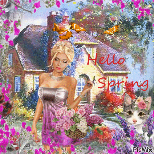 hello spring - Δωρεάν κινούμενο GIF