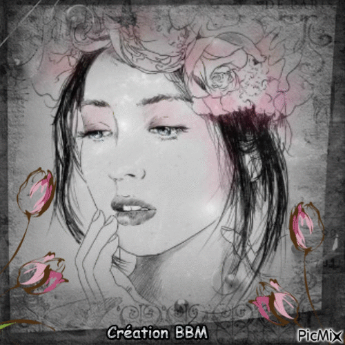 Portrait femme par BBM - Free animated GIF