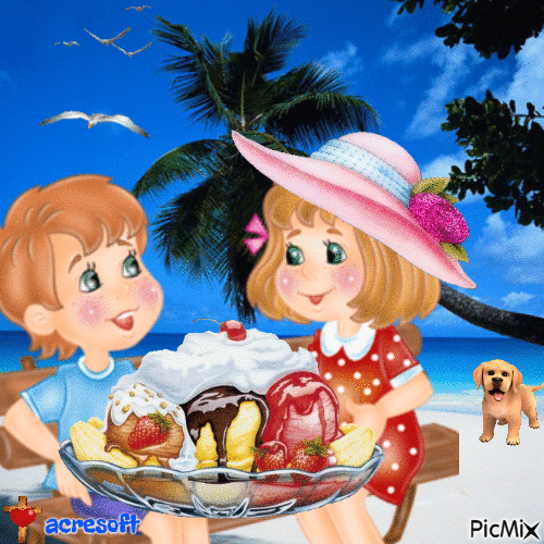 Ice Cream at the Beach - 免费动画 GIF