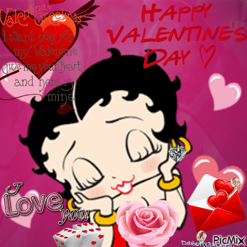 happy valentines day betty boop - GIF animate gratis