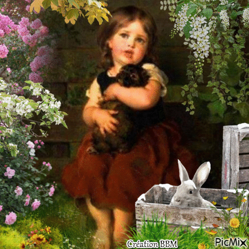 La fillette et ses  lapins par BBM - Animovaný GIF zadarmo