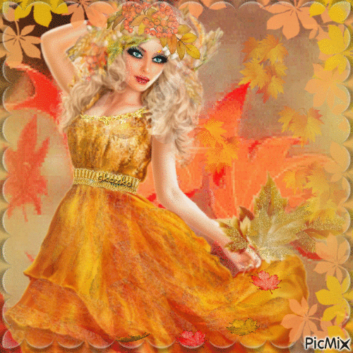 Девушка Осень - Besplatni animirani GIF