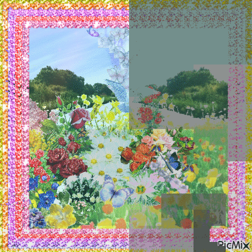 Flowers & Butterflies 1 - Free animated GIF