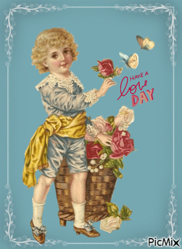 Have a lovely day, vintage, boy, rose - GIF animasi gratis