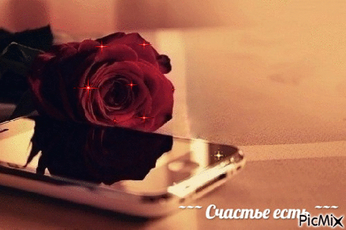 Роза с телефоном - GIF animado gratis