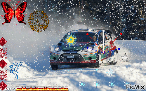ford fiesta dans la neige - GIF animasi gratis