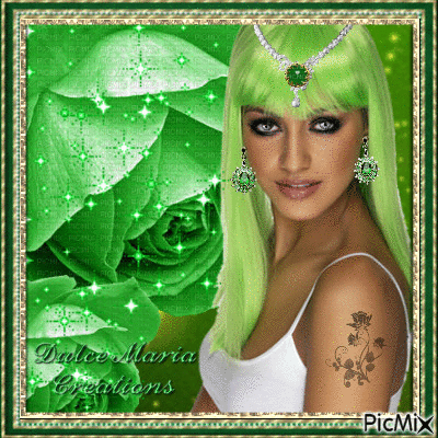 mulher de cabelo verde - Δωρεάν κινούμενο GIF