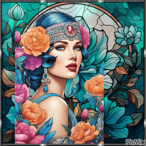 Stained glass Portrait - GIF animate gratis