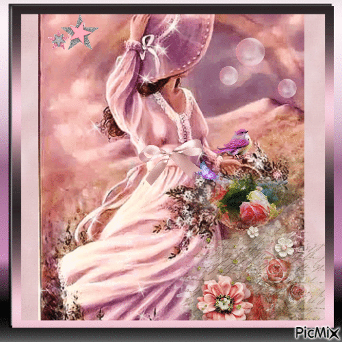Dama vestida de rosa - Gratis animerad GIF