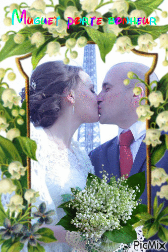 bonheur aux mariés - Gratis animerad GIF