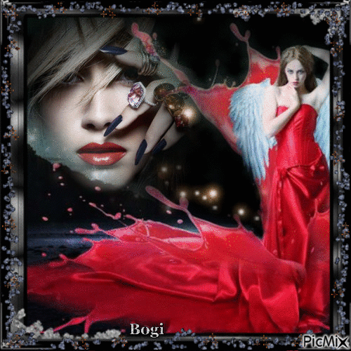 Angel in a red dress... - 免费动画 GIF