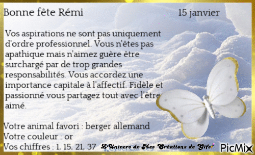 15 janvier Rémi - Бесплатный анимированный гифка