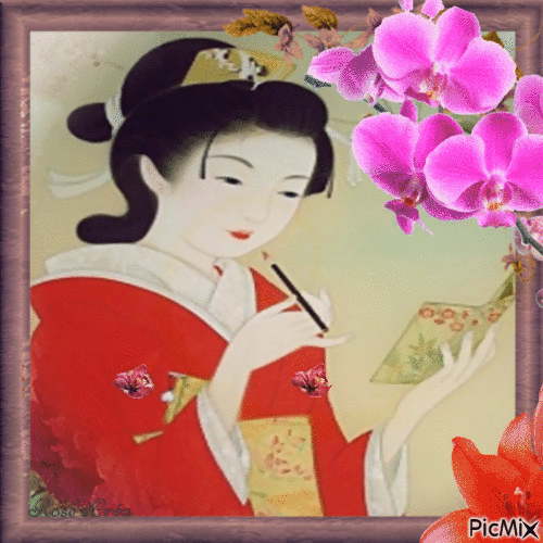 Concours : Geisha et orchidées - GIF animado gratis