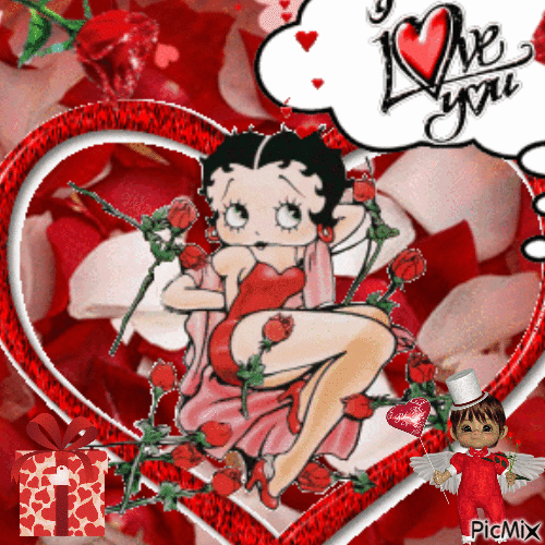 Betty Poops et la Saint Valentin - Free animated GIF