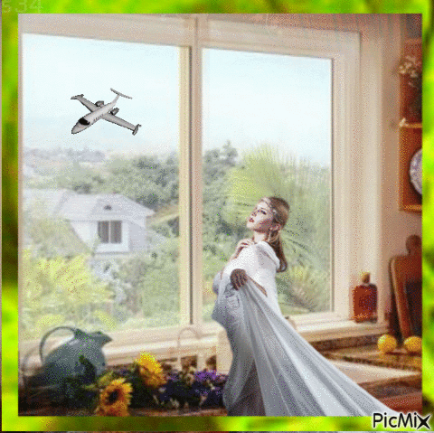 Femme à la Fenêtre - Darmowy animowany GIF