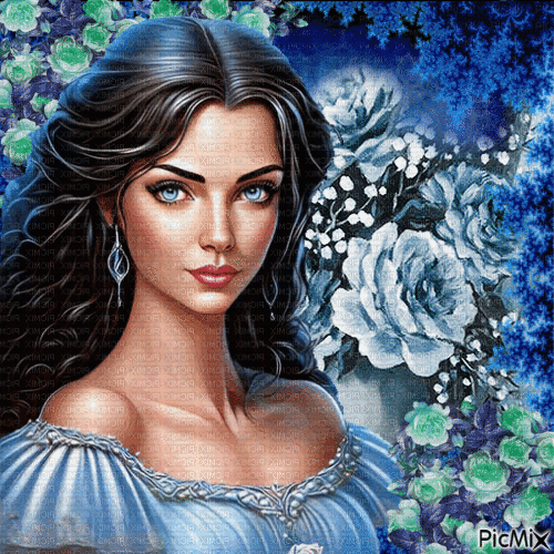 La femme et les roses. - Free animated GIF
