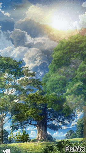 Nubes entre ramas - Бесплатный анимированный гифка