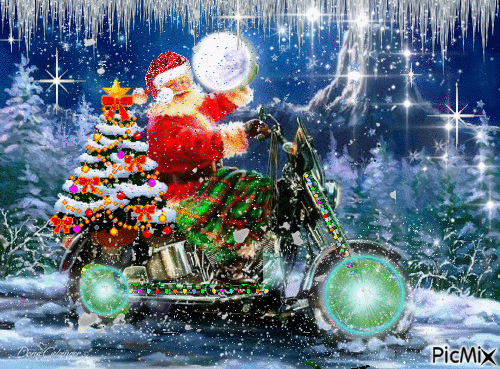 Merry Christmas Bike Santa - Δωρεάν κινούμενο GIF