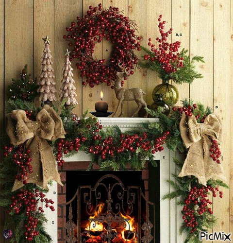 Christmas Fireplace - Gratis geanimeerde GIF