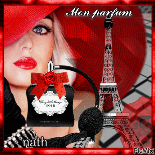 Mon parfum, tons noir-rouge-gris - Ingyenes animált GIF