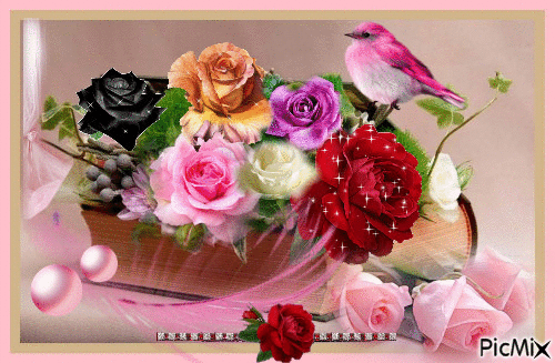 livre décorer de roses - GIF animé gratuit