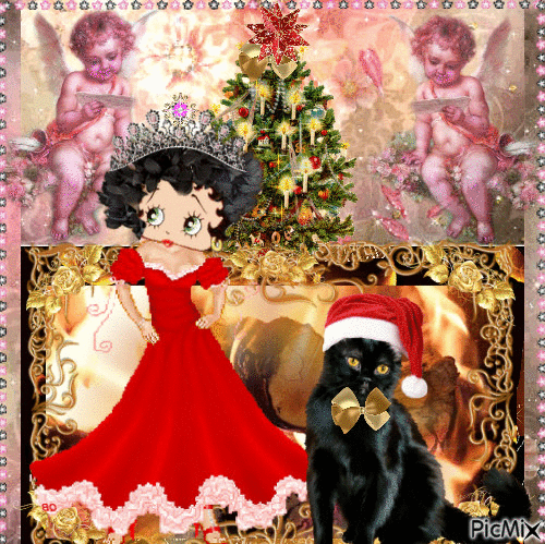 Betty Boop Happy New Year and Merry Christmas ❣️ - GIF animado grátis