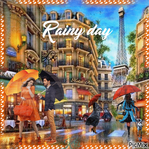Soir de pluie à Paris - Free animated GIF
