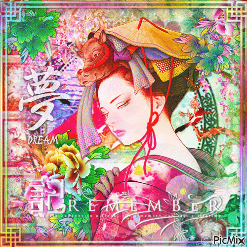 ... Donna asiatica - colori vivaci - Darmowy animowany GIF